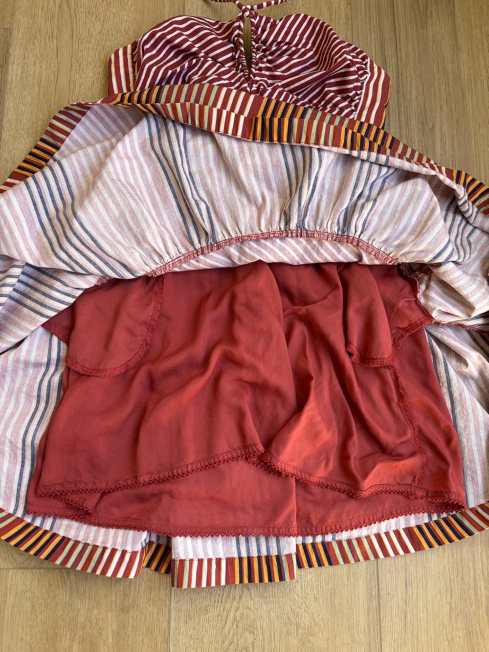 Emily Halter Mini Dress Stripped Summer Boho Size Medium Anthropologie - Picture 5 of 14